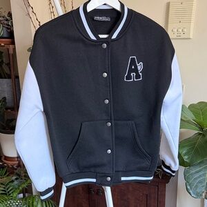 SHEIN Black and White Varsity Jacket